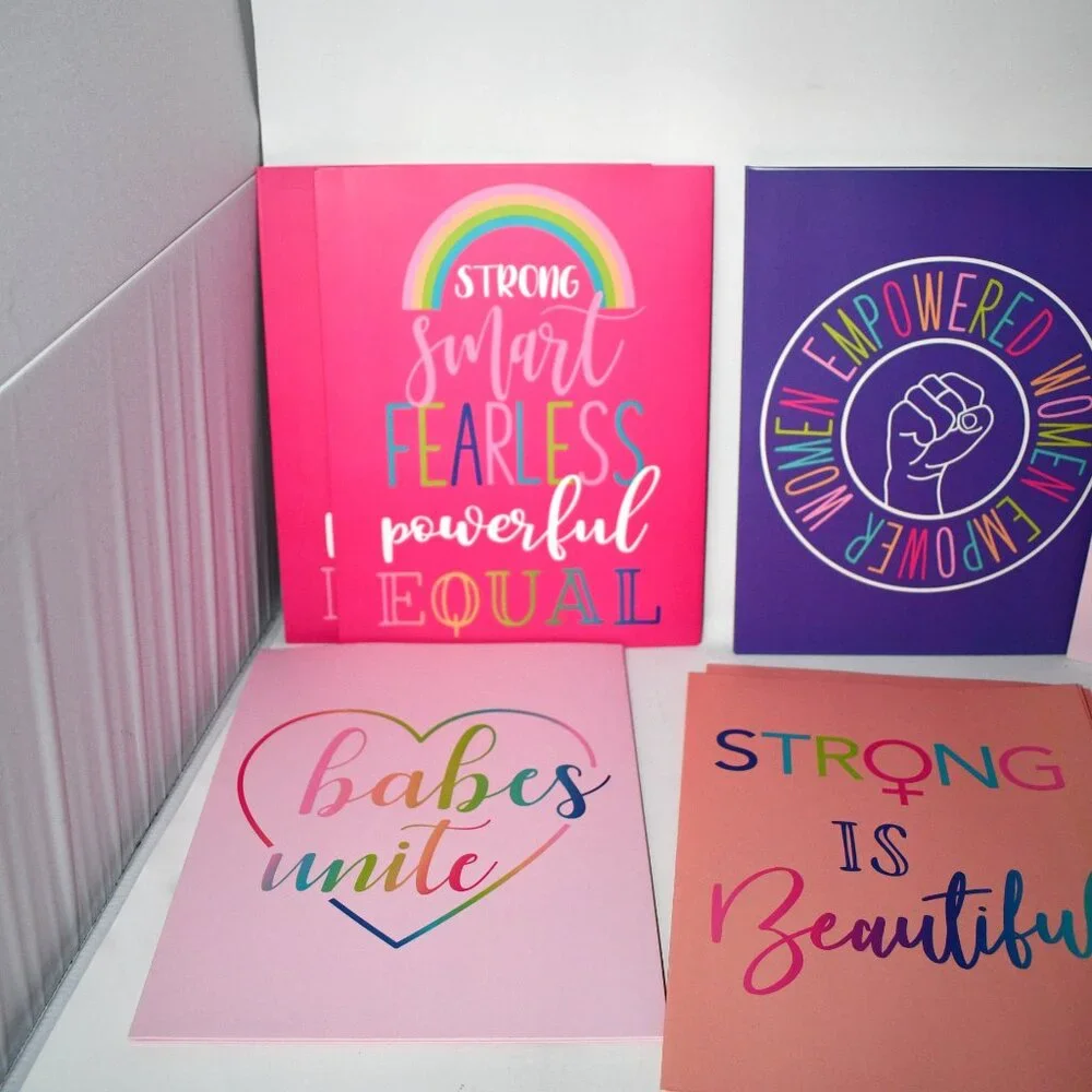 Paper Junkie 12 Pack Feminism Pocket Folders, 9x12 Letter Size, 6 Designs, NWT